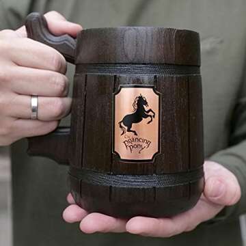 Prancing Pony Mug Wooden Beer Tankard for Gifts