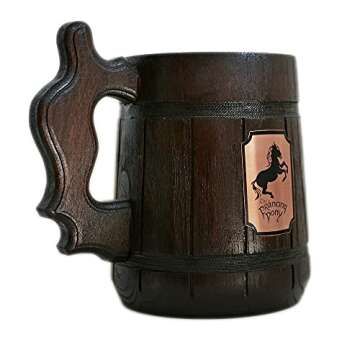 Prancing Pony Mug Wooden Beer Tankard for Gifts
