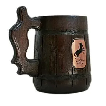 Prancing Pony Mug Wooden Beer Tankard for Gifts