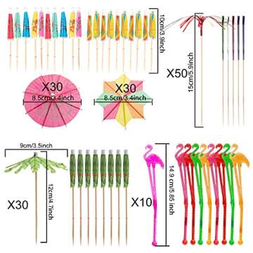 Yizhet 150Pcs Cocktail Party Decorations, Cocktail Fruit Umbrellas, Swizzle sticks Paper Umbrella Sticks Firework stick for Tropical Hawaiian Party Decorations Cocktail Accessories