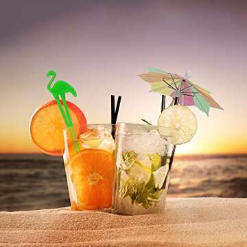 Yizhet 150Pcs Cocktail Party Decorations, Cocktail Fruit Umbrellas, Swizzle sticks Paper Umbrella Sticks Firework stick for Tropical Hawaiian Party Decorations Cocktail Accessories