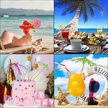 Yizhet 150Pcs Cocktail Party Decorations, Cocktail Fruit Umbrellas, Swizzle sticks Paper Umbrella Sticks Firework stick for Tropical Hawaiian Party Decorations Cocktail Accessories