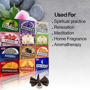 HEM pack of 12 assorted incense cones (10 cones each total 120 cones )