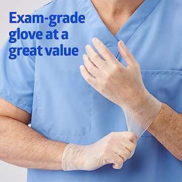 Medline MediGuard Vinyl Exam Gloves, 150 Count, Medium, Powder Free, Disposable, Not Made with Natur...