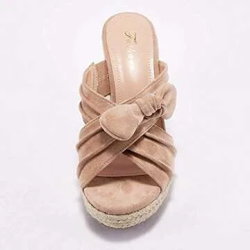 Womens Espadrilles Wedge Sandals Slides Platform Slip on Bow Knot Open Toe Summer Mules Shoes (9 B(M) US, nude, numeric_9)