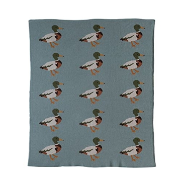 Creative Co-Op Cotton Knit Duck Print Baby Blanket