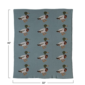 Creative Co-Op Cotton Knit Duck Print Baby Blanket