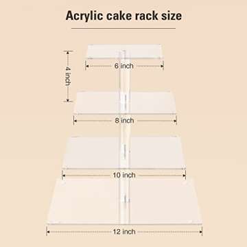 4 Tier Cupcake Stand with LED String Light, Acrylic Cupcake Display Stand, Square Cupcake Tower Hold...