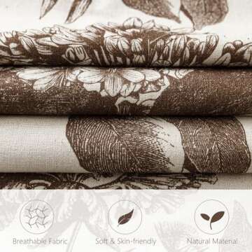 Foindtower Set of 2 Linen Floral Throw Pillow Covers Neutral Vintage Print Decorative Cushion Covers...