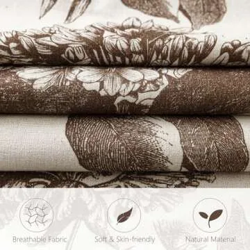 Foindtower Set of 2 Linen Floral Throw Pillow Covers Neutral Vintage Print Decorative Cushion Covers...