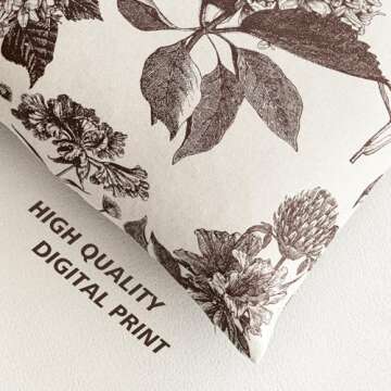 Foindtower Set of 2 Linen Floral Throw Pillow Covers Neutral Vintage Print Decorative Cushion Covers Farmhouse Boho Home Decor for Sofa Chair Couch Bedroom Living Room Outdoor,18×18 Inch,Dark Brown