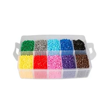 Fuse Beads 20,000 Bulk Creativity Builder Kit- 20 Presorted Muli Colors (5 Glow Dark) w Tweezers, Peg Boards, Melt Ironing Paper, Case - Works with Perler, Pixel Art Craft Project, Kids Summer Camp