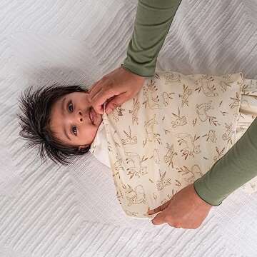 HALO 100% Cotton Sleepsack Swaddle, 3-Way Adjustable Wearable Blanket, TOG 1.5, Lullaby Forest, Small, 3-6 Months