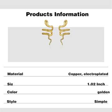 DTESL Simple Snake Clip Earrings For Women Fashion Wedding High Jewelry Party Gifts for Women Mother Friends