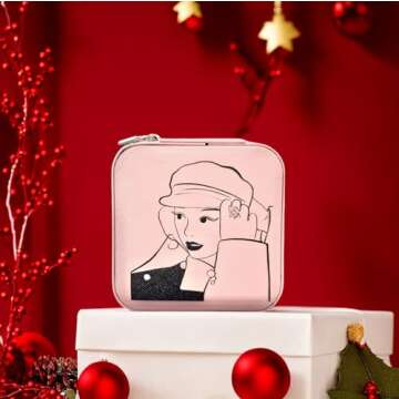 Jewelry Box | Travel Merch | Small Pink Travel Jewelry Organizer Box for Women | Durable Ring Holder for Daughter| Christmas Gifts for Girls | Travel Essentials | Vacation Essentials