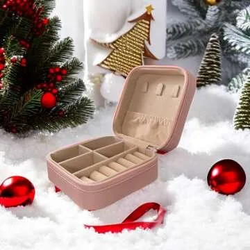 Jewelry Box | Travel Merch | Small Pink Travel Jewelry Organizer Box for Women | Durable Ring Holder for Daughter| Christmas Gifts for Girls | Travel Essentials | Vacation Essentials