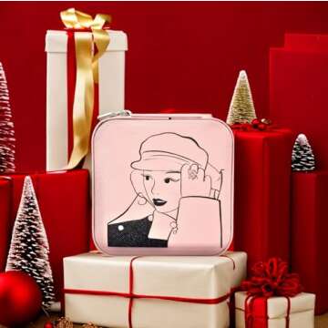 Jewelry Box | Travel Merch | Small Pink Travel Jewelry Organizer Box for Women | Durable Ring Holder for Daughter| Christmas Gifts for Girls | Travel Essentials | Vacation Essentials