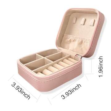 Jewelry Box | Travel Merch | Small Pink Travel Jewelry Organizer Box for Women | Durable Ring Holder for Daughter| Christmas Gifts for Girls | Travel Essentials | Vacation Essentials