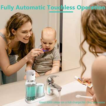 WhiteRhino Automatic Mouthwash Dispenser,25oz Mouthwash Dispenser for Bathroom with 2-Level Adjustme...