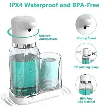 WhiteRhino Automatic Mouthwash Dispenser,25oz Mouthwash Dispenser for Bathroom with 2-Level Adjustment,Upgraded Infrared Sensor,Rechargeable&Refillable Mouthwash Container for Bathroom,Vanity,Kitchen