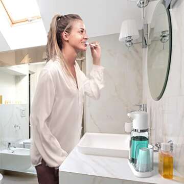 WhiteRhino Automatic Mouthwash Dispenser,25oz Mouthwash Dispenser for Bathroom with 2-Level Adjustment,Upgraded Infrared Sensor,Rechargeable&Refillable Mouthwash Container for Bathroom,Vanity,Kitchen