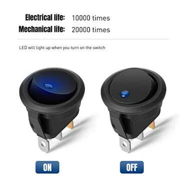 Nilight 90013L 12PCS Round Toggle LED Switch 12V Car Truck Rocker On-Off Control Blue Green Yellow Red