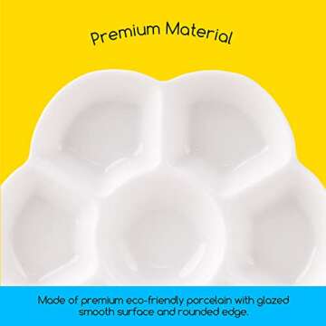 MEEDEN 7-Well Studio Porcelain Paint Palette Tray,Artist Mixing Colour Tray by 4-3/4 Inches for Watercolor Gouache Painting,Round,White