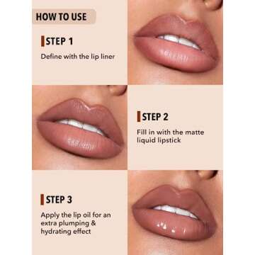 SHEGLAM Soft 90'S Glam 3-In-1 Lip Liner Moisturizing Plant Extracts Long Lasting Liquid Lipstick Plumping Lip Gloss Makeup Set - Pouty Nude