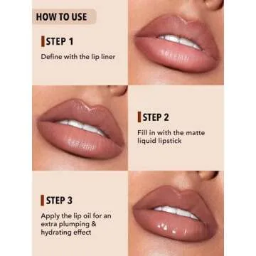 SHEGLAM Soft 90'S Glam 3-In-1 Lip Liner Moisturizing Plant Extracts Long Lasting Liquid Lipstick Plumping Lip Gloss Makeup Set - Pouty Nude