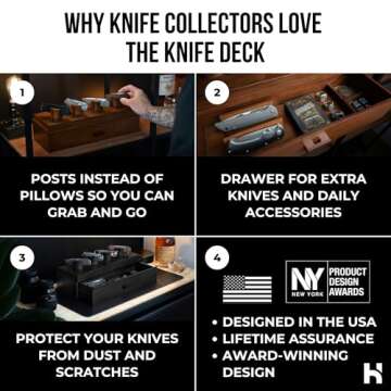 Holme & Hadfield Premium Knife Display Case for up to 10 Knives – Handcrafted Wooden Pocket Knife ...