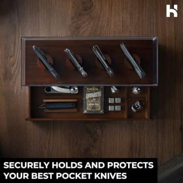 Holme & Hadfield Premium Knife Display Case for up to 10 Knives – Handcrafted Wooden Pocket Knife Organizer for Collections – Birthday Day Gift for EDC Collectors – Luxury Built to Last