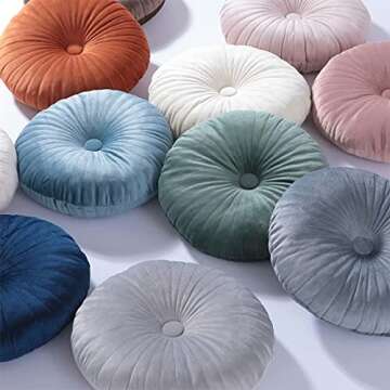 HLOVME Velvet Round Decorative Throw Pillow 13.7"