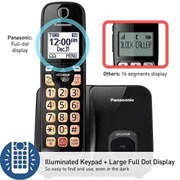 Panasonic Cordless Phone with Call Block & Easy Display