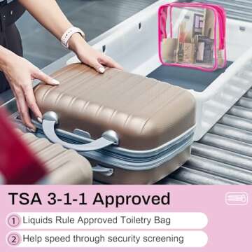 Gemice TSA Approved Toiletry Bag, 4 Pack Cosmetic Bag Clear Toiletry Bag Quark Size, Travel Essentia...