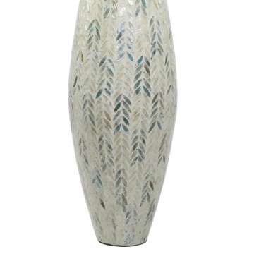 Deco 79 Mother of Pearl Shell Decorative Vase with Blue Accents