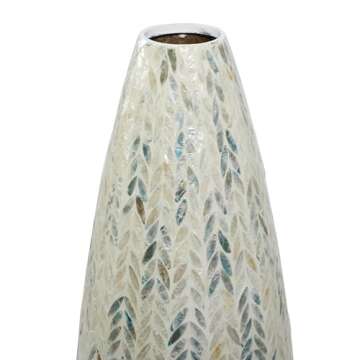 Deco 79 Mother of Pearl Shell Decorative Vase with Blue Accents