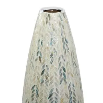 Deco 79 Mother of Pearl Shell Decorative Vase with Blue Accents