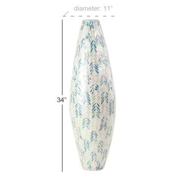 Deco 79 Mother of Pearl Shell Decorative Vase with Blue Accents