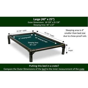 Kuranda Chewproof Dog Bed - Walnut PVC - 40" x 25" - Cordura Nylon - Forest