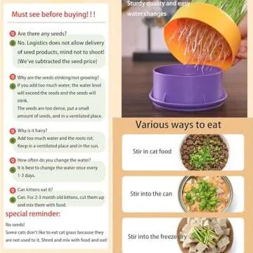 DEFUAUKE 2PCS Cat Grass Planter, Cat Grass Planter,Hydroponic Cat Grass Growing Kit,Without Seeds Add Water,Durable Abs,Large Water Storage (Dark Blue+Pale Blue)