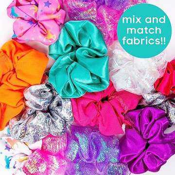 Just My Style D.I.Y. Scrunchie Maker by Horizon Group USA, Design Your Own Colorful Satin Scrunchies Hair Bands, Easy-to-Use Tool & Gemstones Included