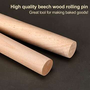 French Wooden Rolling Pin for Baking and Cooking Essentials