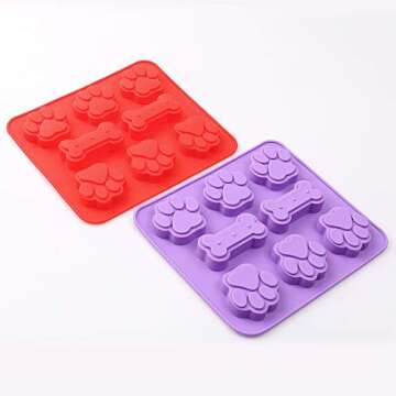 Cozihom Puppy Dog Paw and Bone 2 in 1 Silicone Molds, Food Grade, for Chocolate, Candy, Pudding, Jel...