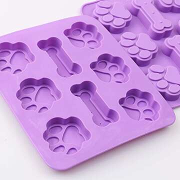 Cozihom Puppy Dog Paw and Bone 2 in 1 Silicone Molds, Food Grade, for Chocolate, Candy, Pudding, Jelly, Dog Treats. 5 Packs