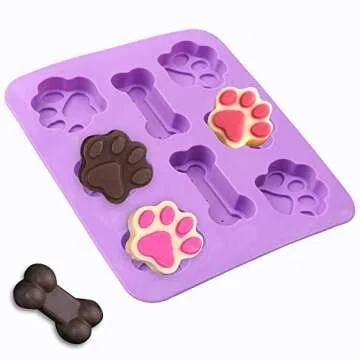 Cozihom Puppy Dog Paw and Bone 2 in 1 Silicone Molds, Food Grade, for Chocolate, Candy, Pudding, Jelly, Dog Treats. 5 Packs