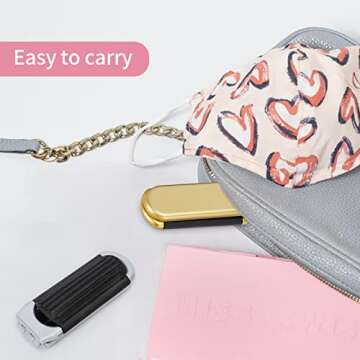 2Pcs Hair Brush With Mini Mirror, Travel Folding Pocket Hair Brush for Women Girls, Mini Massage Comb for Gym, Trip, Purse, Swimming (Gold&Silver)