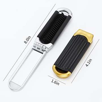 2Pcs Hair Brush With Mini Mirror, Travel Folding Pocket Hair Brush for Women Girls, Mini Massage Comb for Gym, Trip, Purse, Swimming (Gold&Silver)