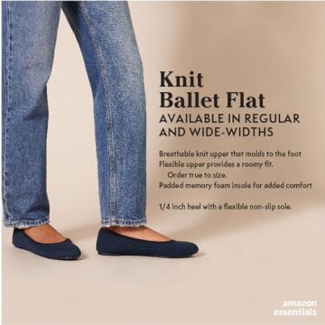 Amazon Essentials Women's Knit Ballet Flats Comfortable Stylish