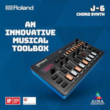 Roland AIRA Compact J-6 Portable Song Creation Machine with Professional Sound and Features | JUNO-60 Synth Engine & Presets | Chord Sequencer | Effects