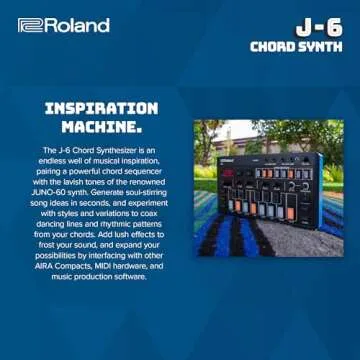 Roland AIRA Compact J-6 Portable Song Creation Machine with Professional Sound and Features | JUNO-60 Synth Engine & Presets | Chord Sequencer | Effects